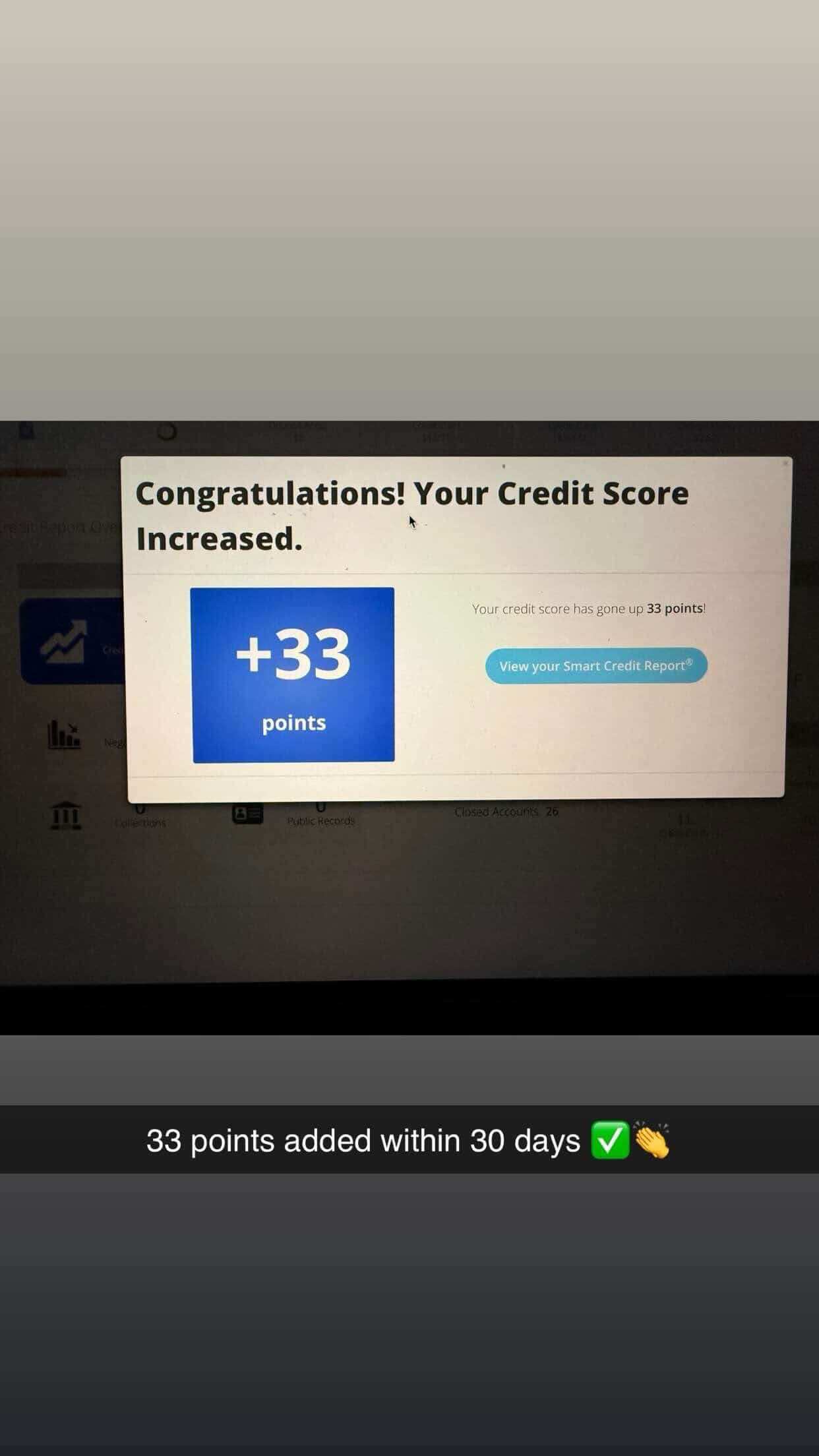 +33 points in 30 days